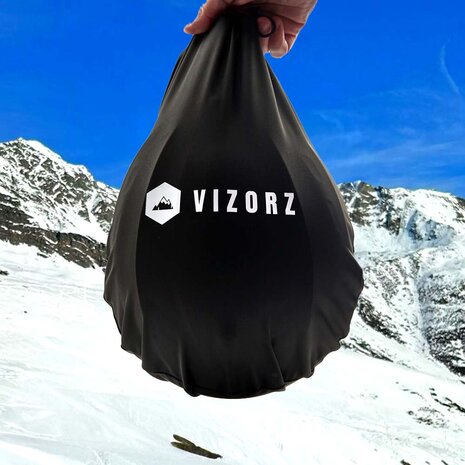 Skihelm Vizorz Lux zwart - Dubbel vizier (zilver en oranje) en hoes - Maat L