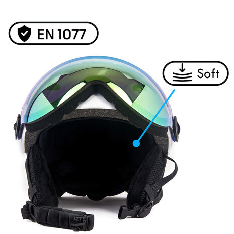 Skihelm Vizorz wit  - Incl hoes, vizier oranje en vizier grijs/goud - Maat L