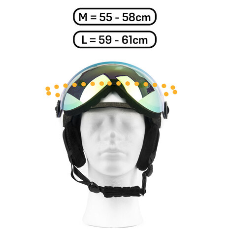 Skihelm Vizorz wit - Incl hoes, vizier oranje en vizier grijs/goud - Maat M