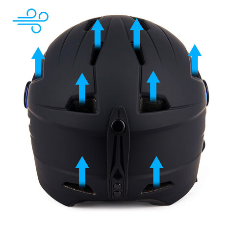 Skihelm Vizorz zwart - Incl hoes, vizier oranje en vizier grijs/goud - Maat M