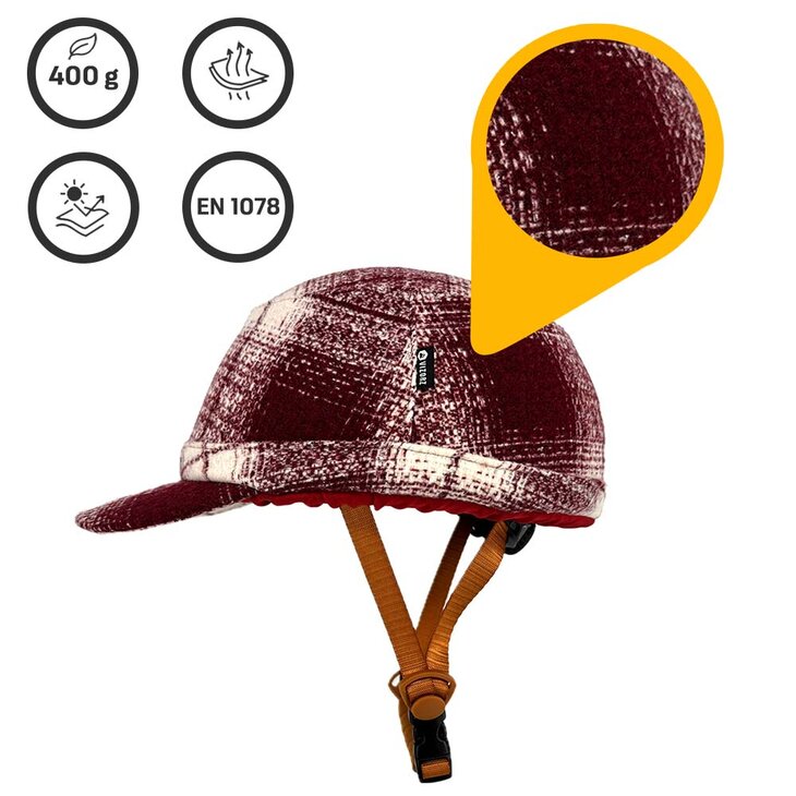 Vizorz SwitchCap fietshelm - Woolly cherry cap