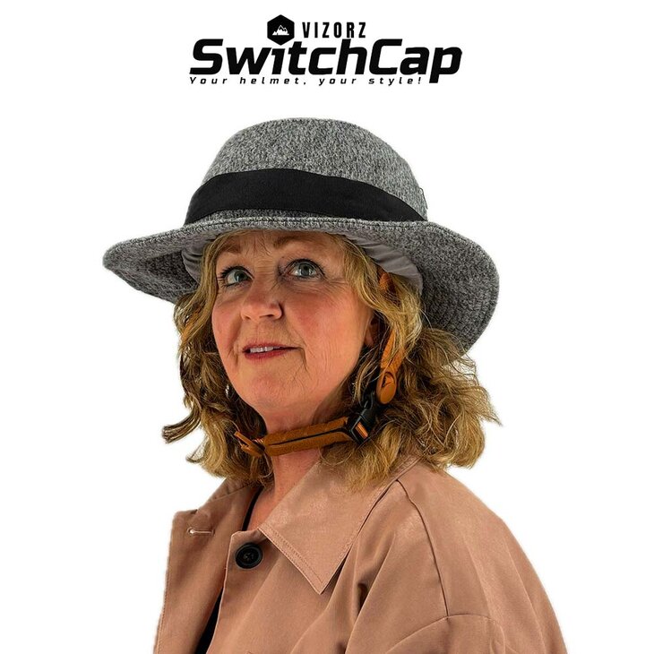 Vizorz SwitchCap fietshelm - Grey woolly stylish