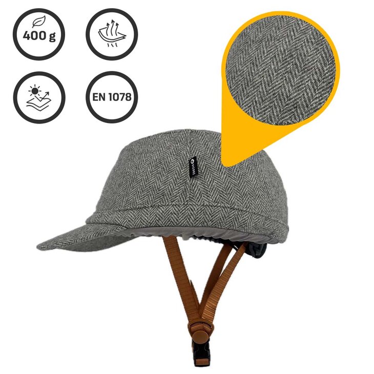 Vizorz SwitchCap fietshelm - Grey woolly cap