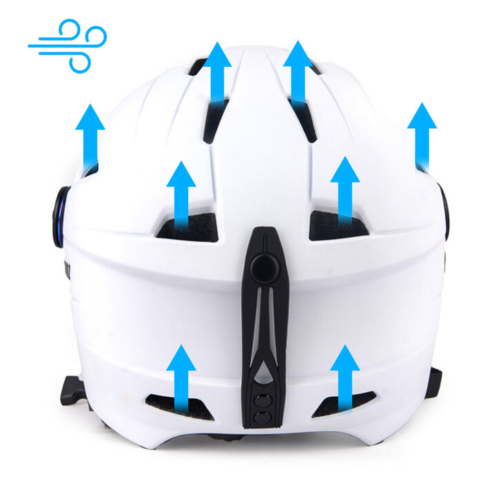 Skihelm Vizorz wit - Incl hoes, vizier oranje en vizier grijs/goud - Maat M