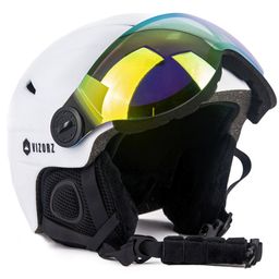 Skihelm Vizorz wit - Incl hoes, vizier oranje en vizier grijs/goud - Maat M